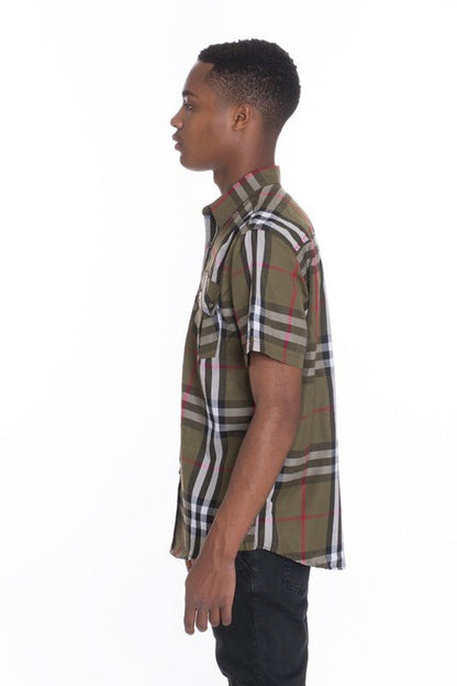 Weiv Men's Casual Short Sleeve Checker Shirts - Singing Wind Market