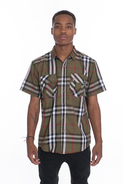 Weiv Men's Casual Short Sleeve Checker Shirts - Singing Wind Market