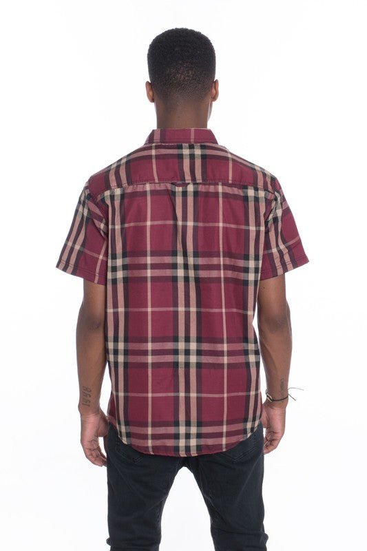 Weiv Men's Casual Short Sleeve Checker Shirts - Singing Wind Market