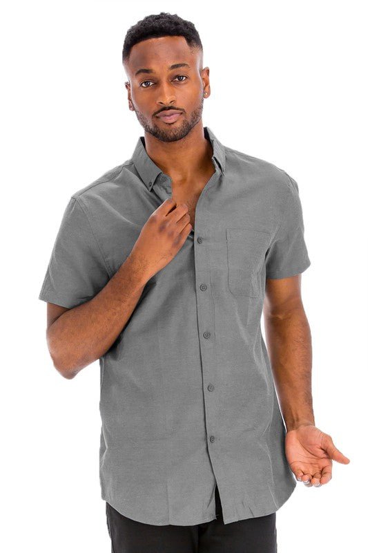 Weiv Men's Casual Short Sleeve Solid Shirts - Singing Wind Market