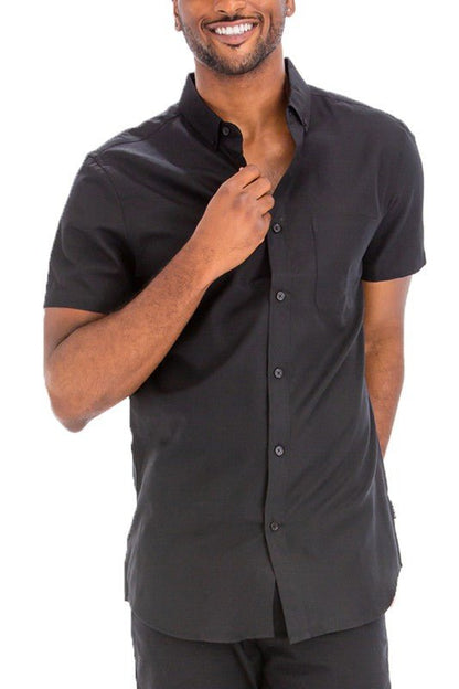 Weiv Men's Casual Short Sleeve Solid Shirts - Singing Wind Market