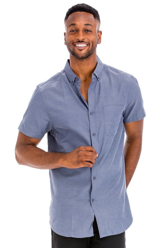 Weiv Men's Casual Short Sleeve Solid Shirts - Singing Wind Market