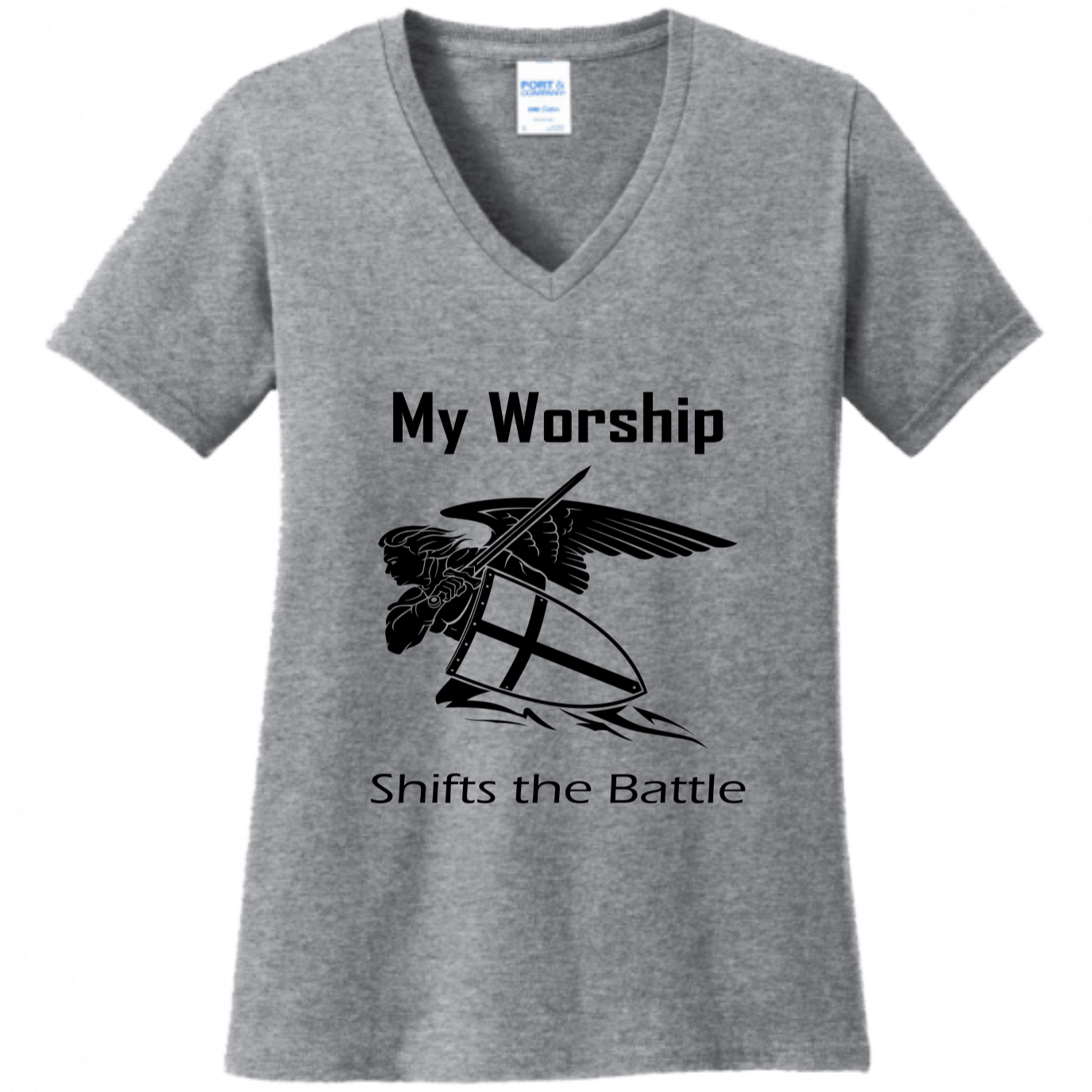 Women's V Neck - My Worship Shifts The Battle - Singing Wind Market