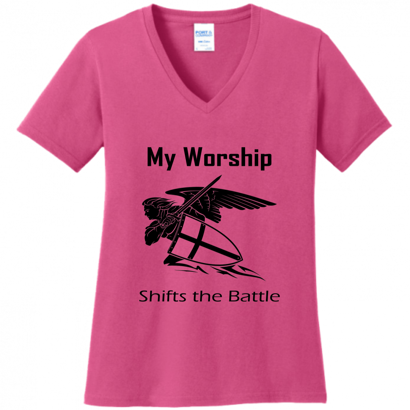 Women's V Neck - My Worship Shifts The Battle - Singing Wind Market