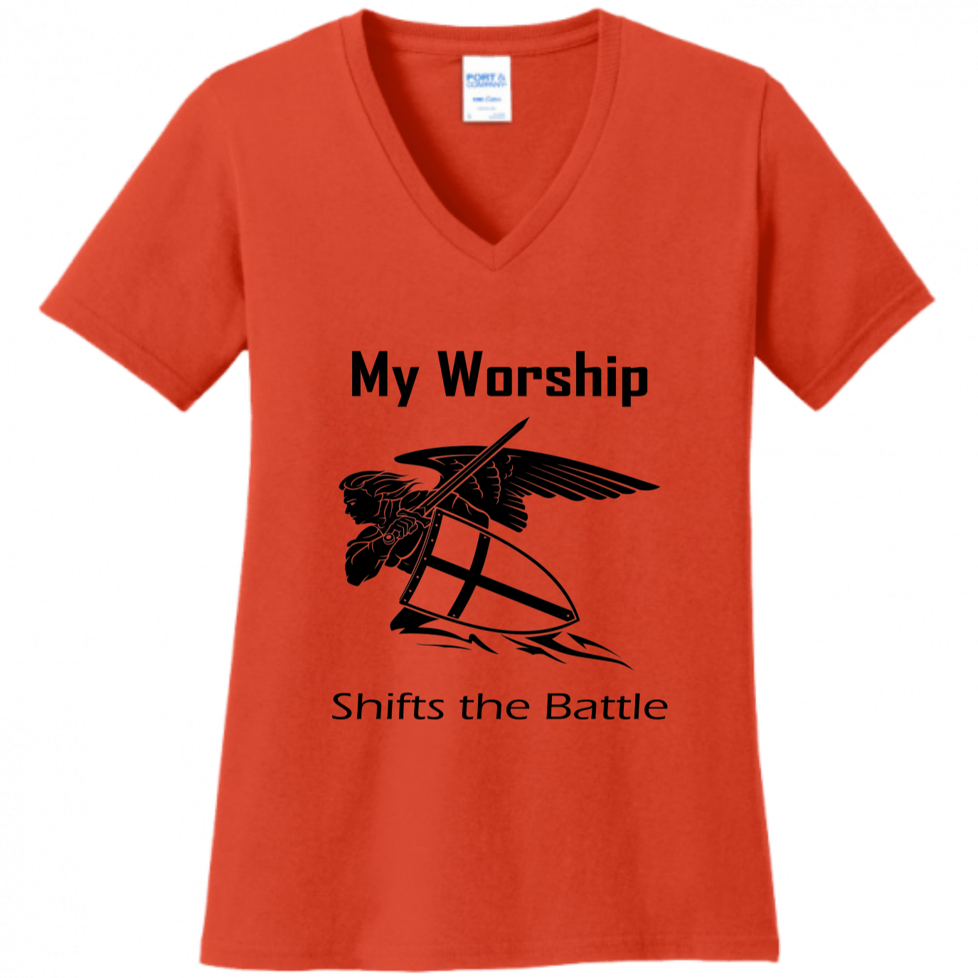 Women's V Neck - My Worship Shifts The Battle - Singing Wind Market