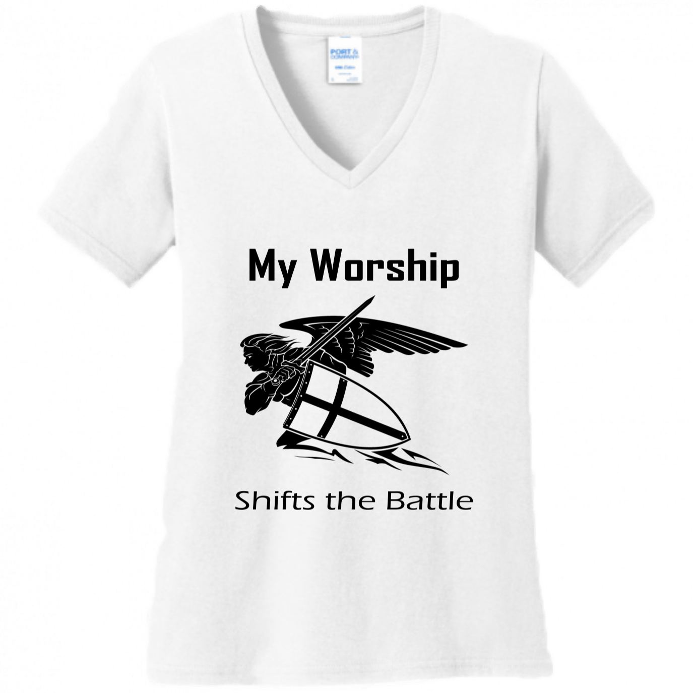 Women's V Neck - My Worship Shifts The Battle - Singing Wind Market