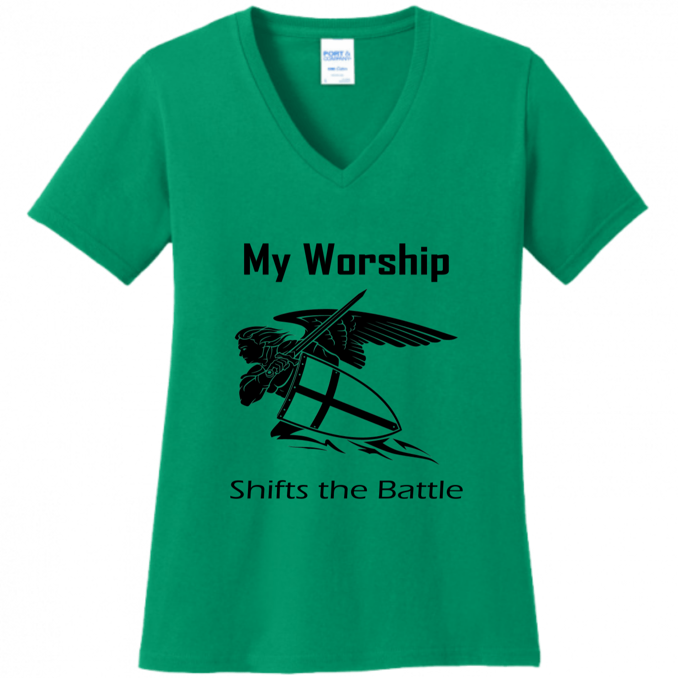 Women's V Neck - My Worship Shifts The Battle - Singing Wind Market