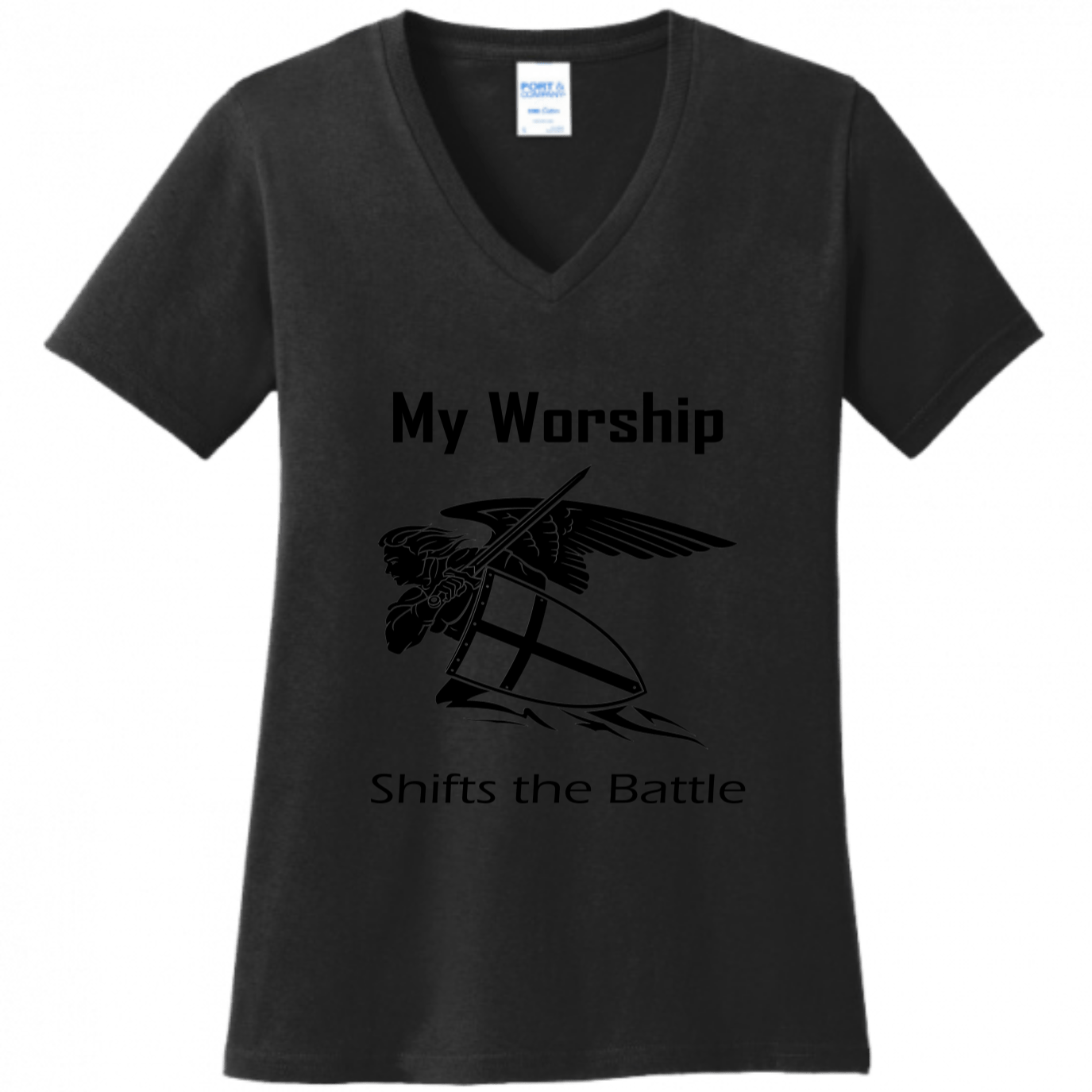 Women's V Neck - My Worship Shifts The Battle - Singing Wind Market