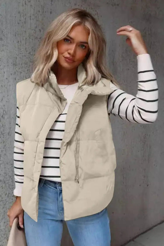 Zip Up Vest Coat with Pockets - Singing Wind Market